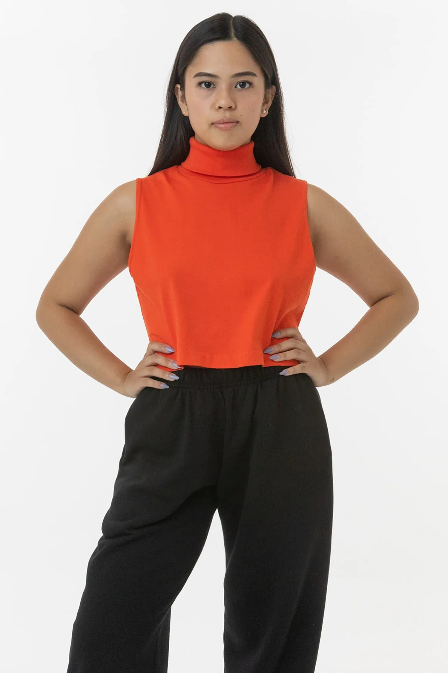 18323GD - Garment Dye Sleeveless Turtleneck Crop Top