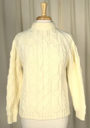 1960s Cream Cable Knit Sweater