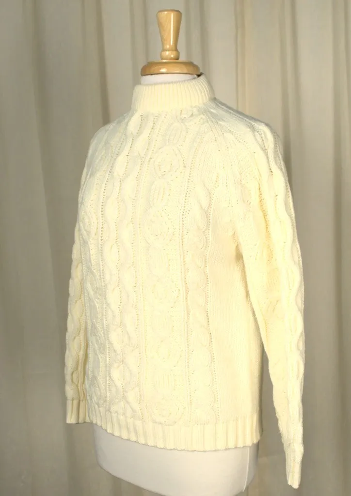 1960s Cream Cable Knit Sweater