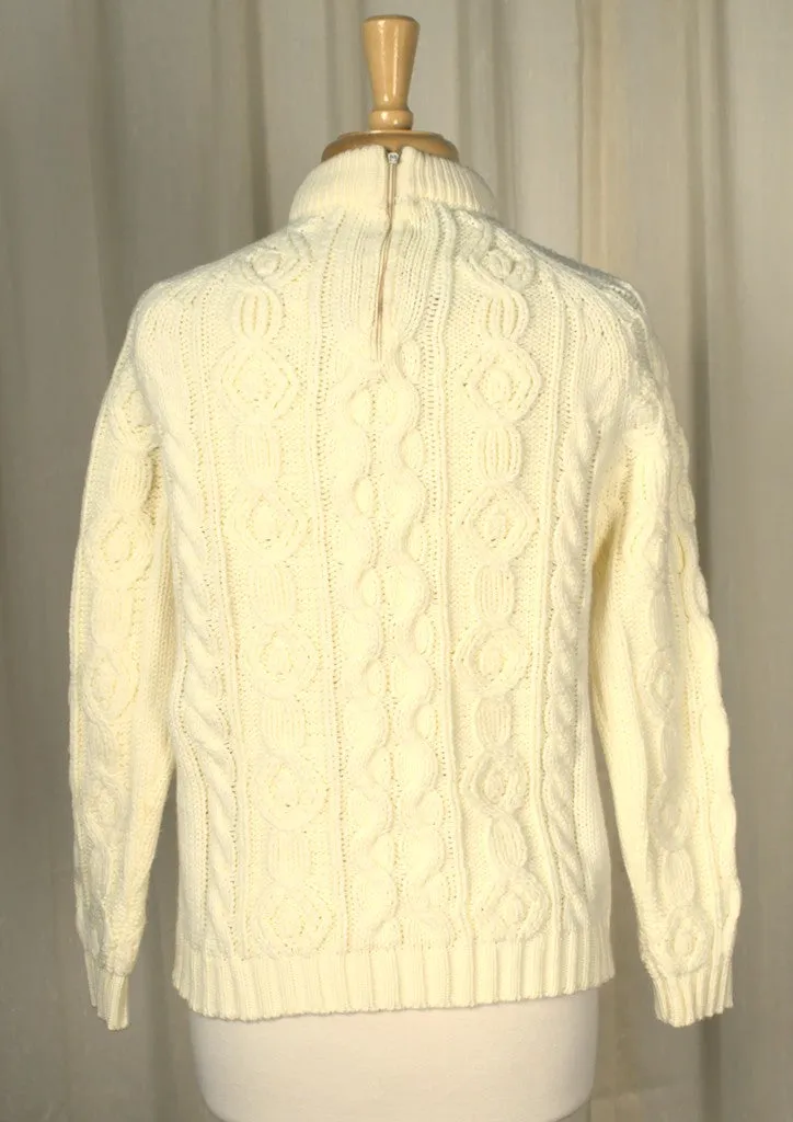 1960s Cream Cable Knit Sweater