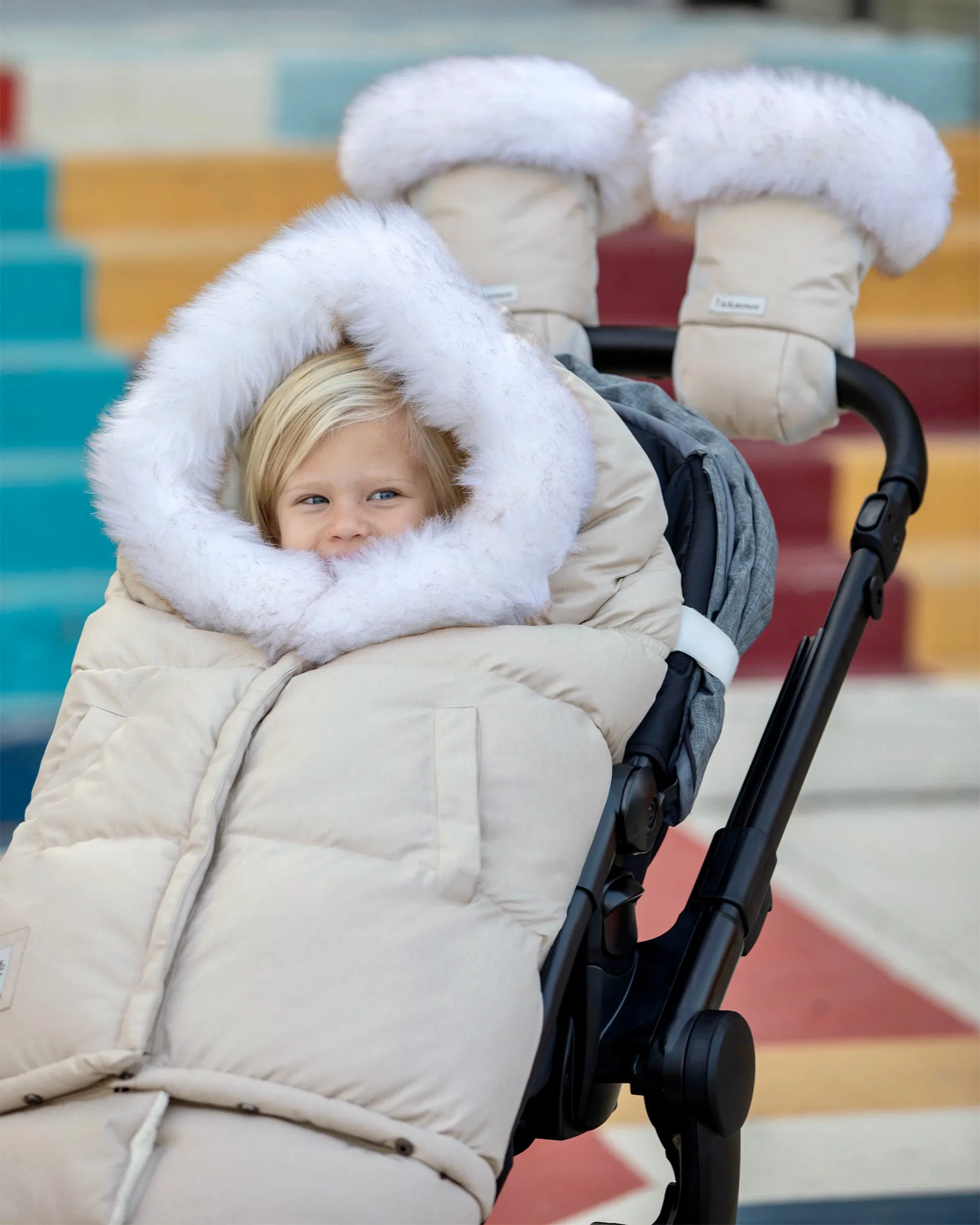 7 A.M. Enfant Blanket 212 Evolution - White Fur & Beige Heather Tundra