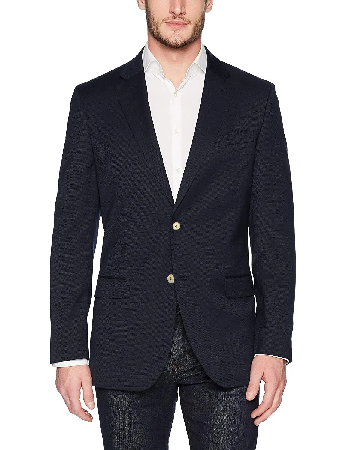 Adam Baker Men's Single Breasted Classic Fit Super 140'S 100% Wool Luxury Blazer/Sport Coat