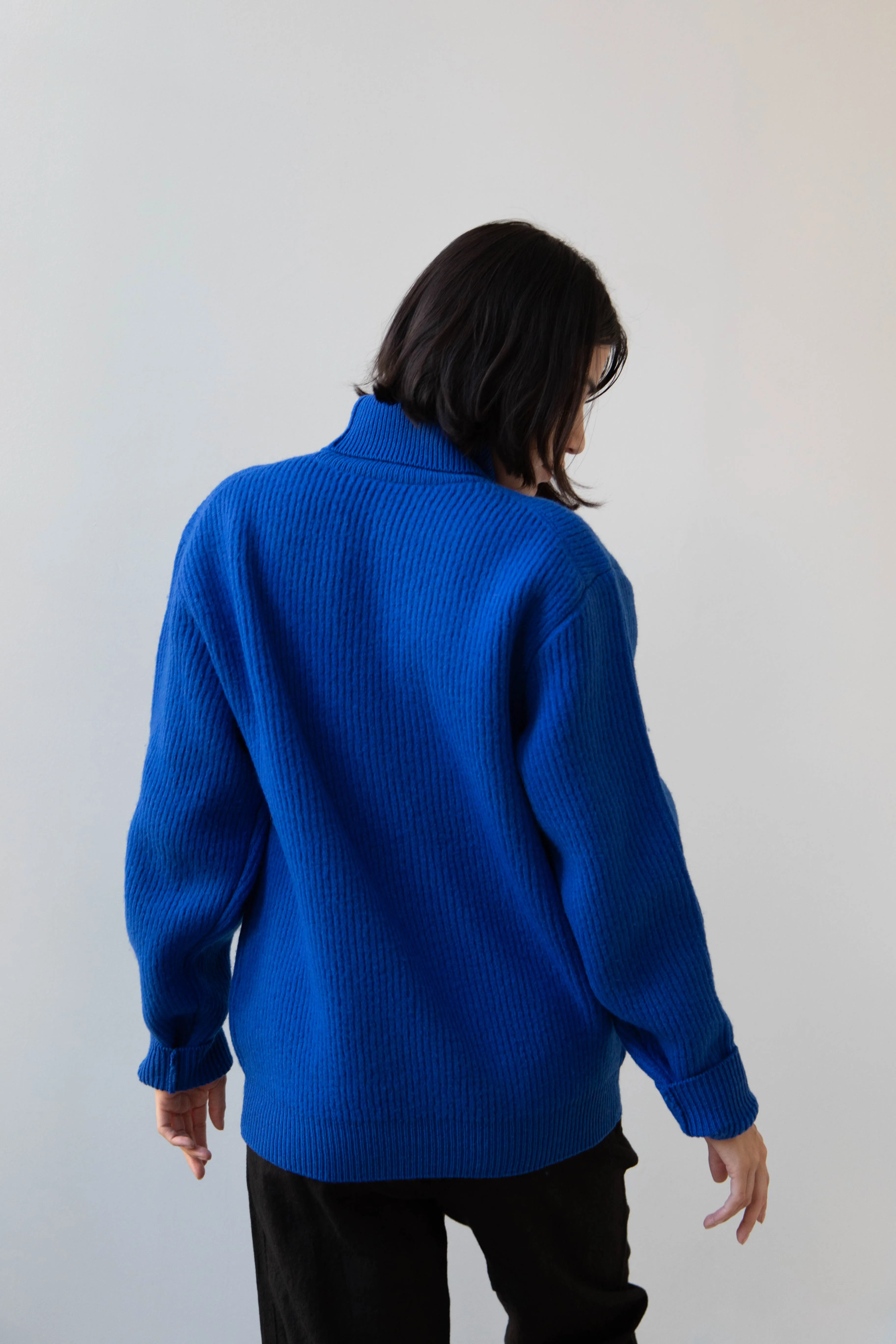 Auralee | Rib Knit Turtleneck in Royal Blue