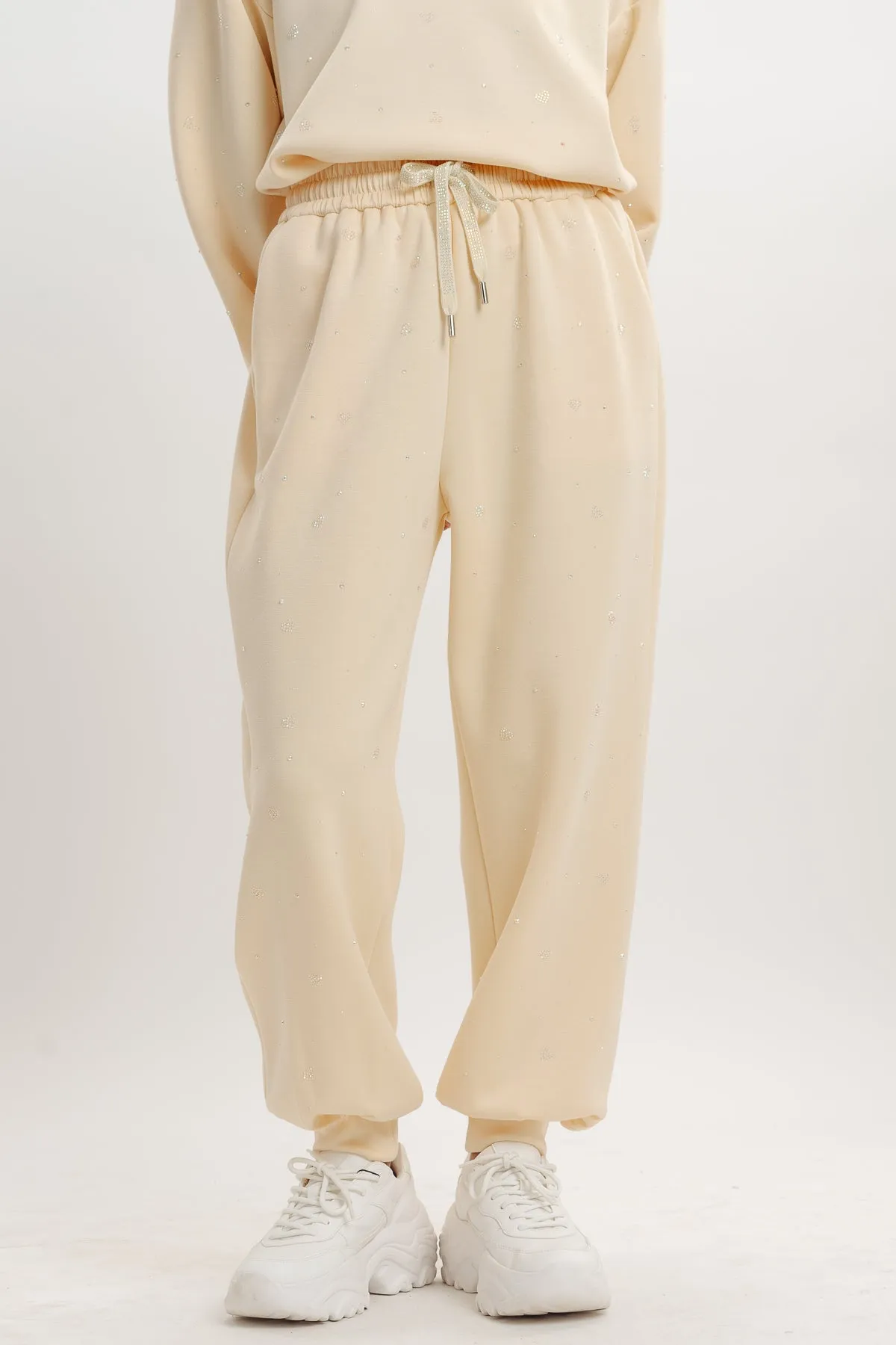 Beige Plush Joggers