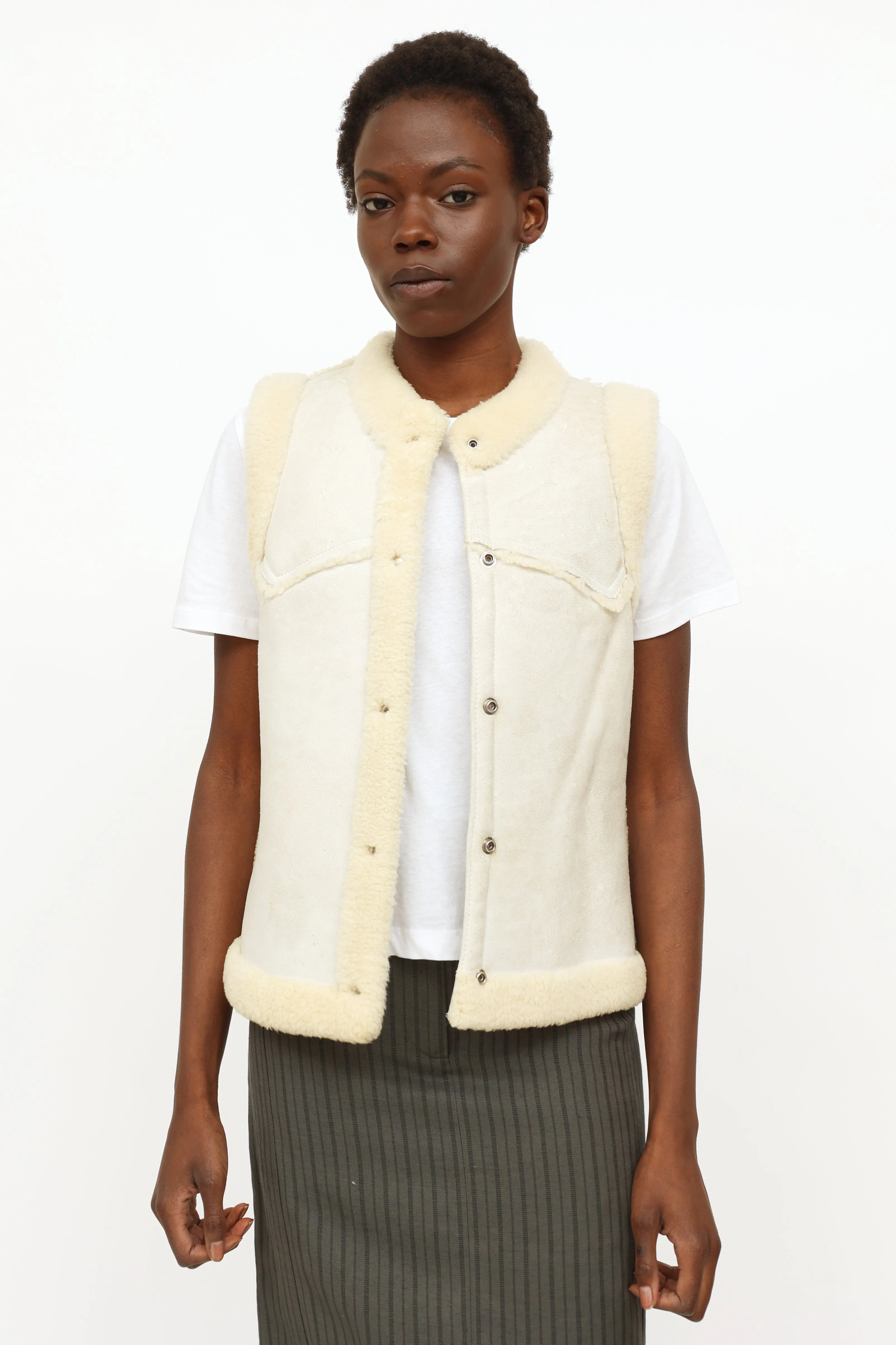 Cream Shearling Vest