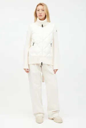 Cream White Lightweight Knit & Nylon Jacket