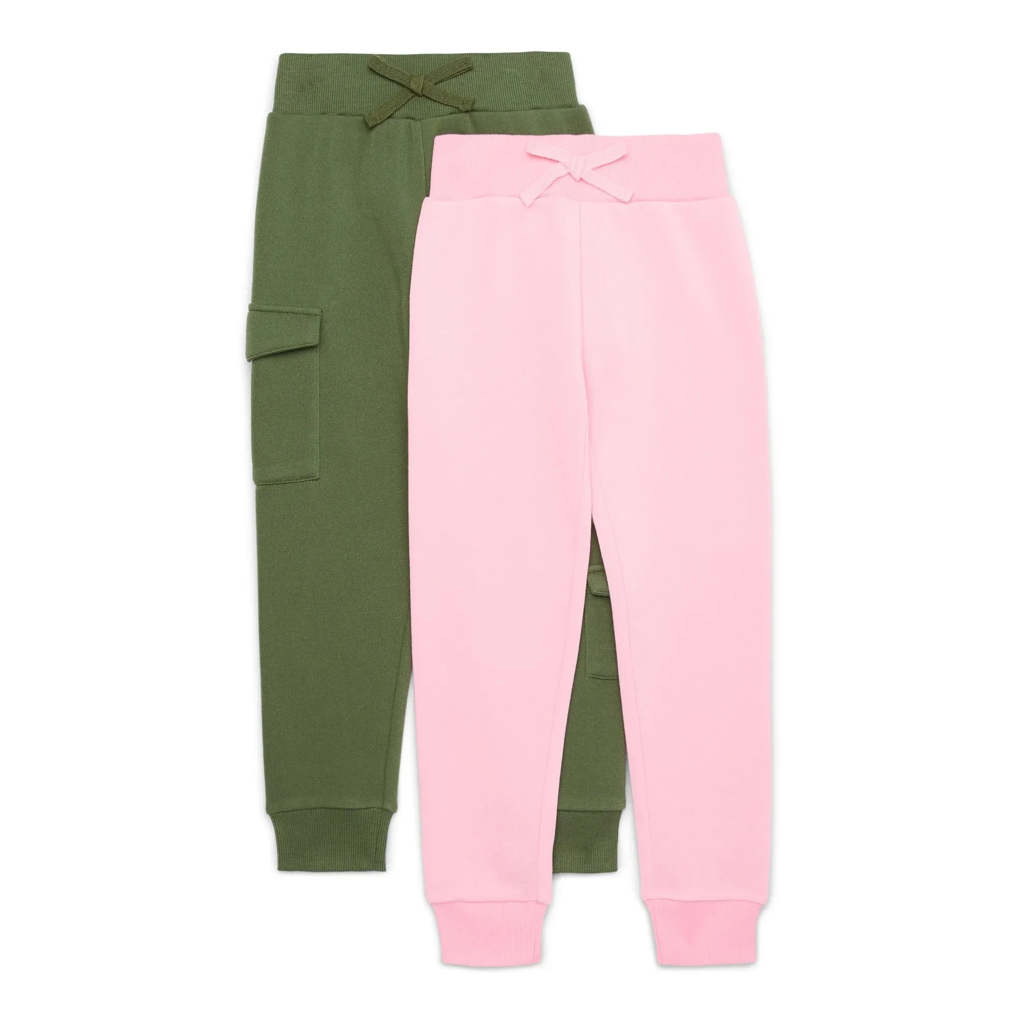 Dreamstar Girls Fleece Jogger Sweatpants, 2-Pack Olive/Pink, 6X