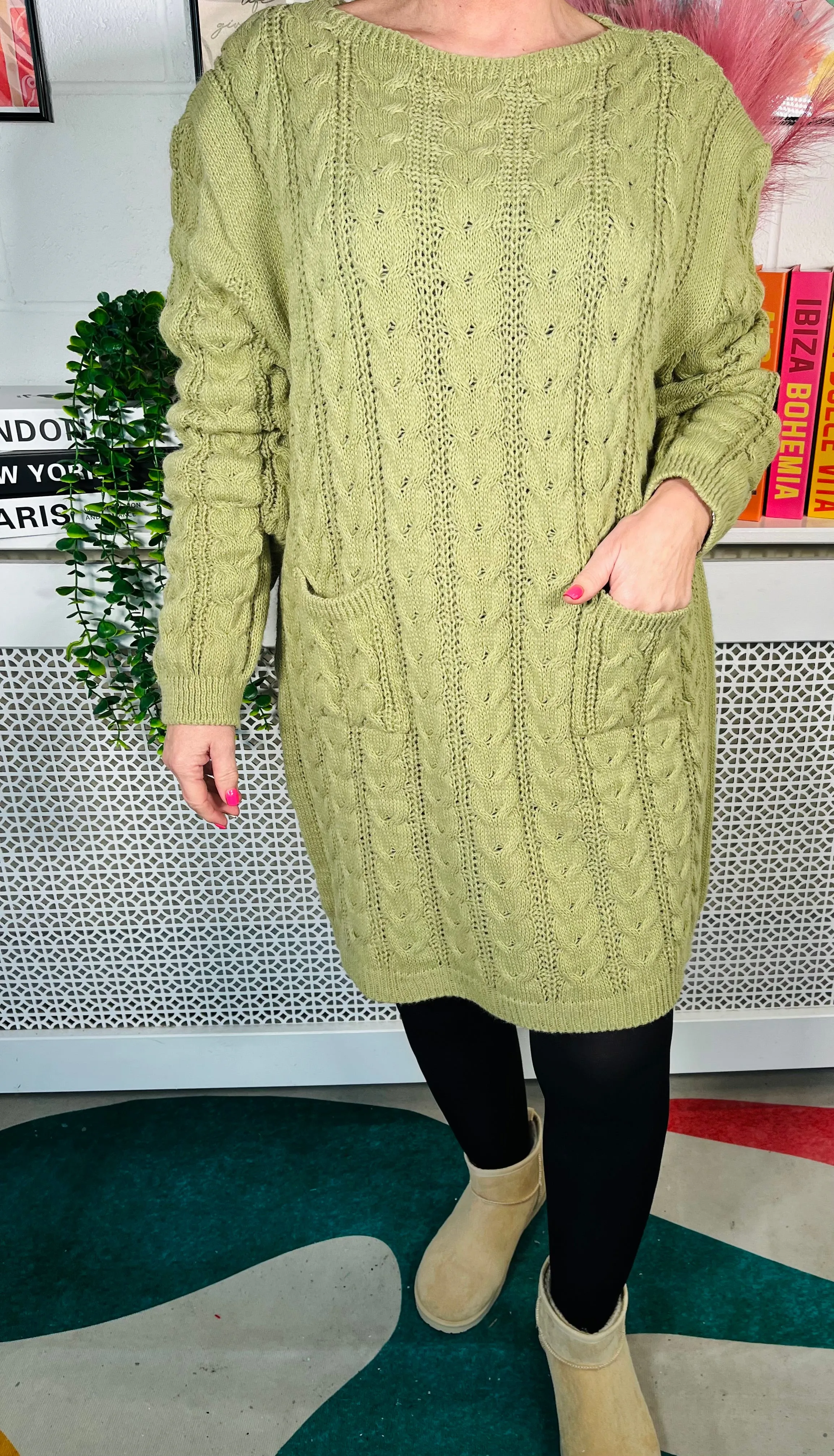 Edinburgh Knitted Dress - Sage Green