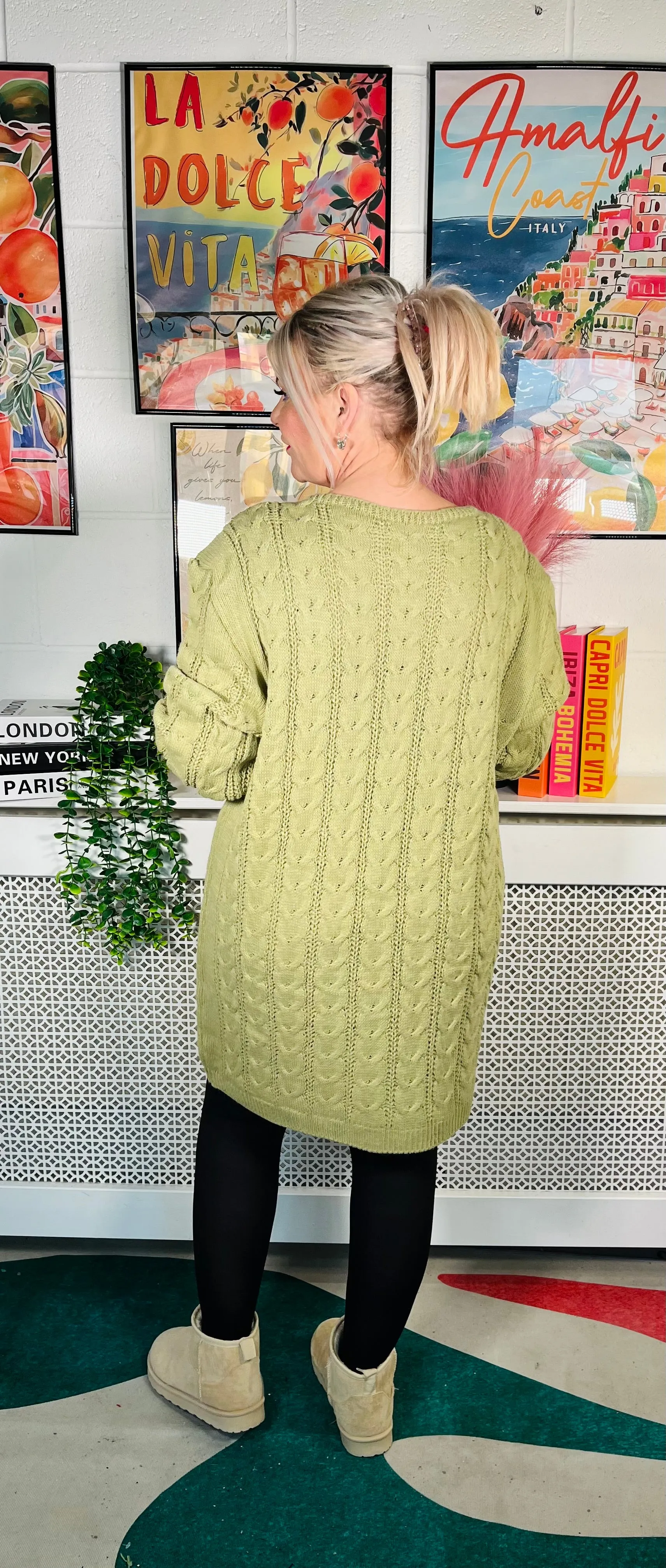 Edinburgh Knitted Dress - Sage Green