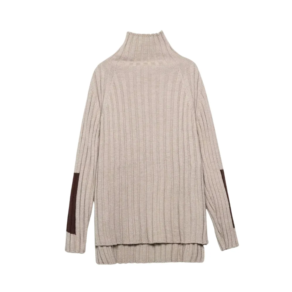 Elbow Patch Turtleneck Sweater