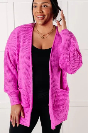 Everything Layer Waffle Knit Open Front Cardigan in Bright Mauve - 1/29/2025