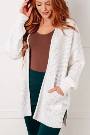 Everything Layer Waffle Knit Open Front Cardigan in Ivory - 1/29/2025