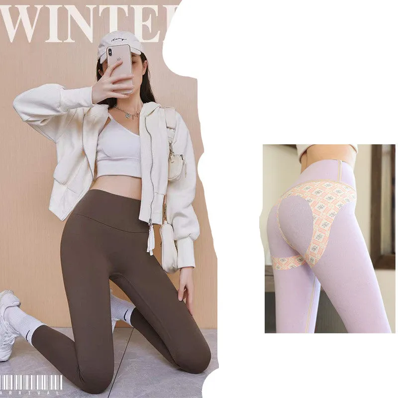 Fall Winter Cationic Velvet Thermal Shark Pants With Tummy Tuck And Butt Lift