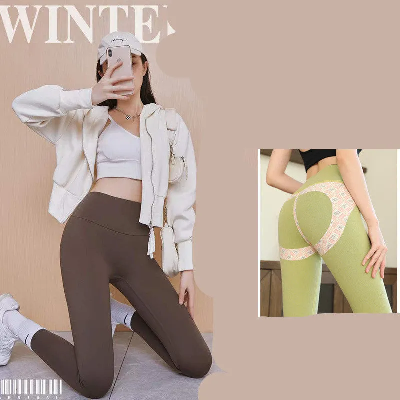 Fall Winter Cationic Velvet Thermal Shark Pants With Tummy Tuck And Butt Lift