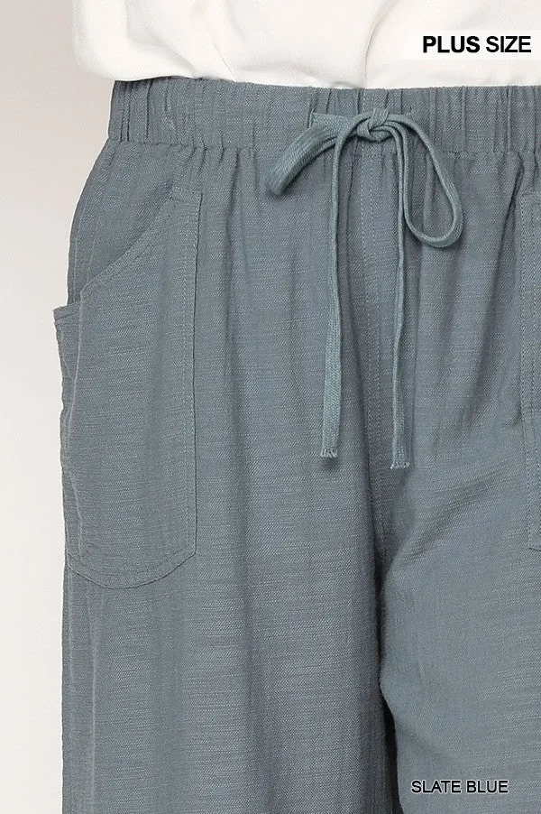 Frayed Wide Leg Pants With Pockets