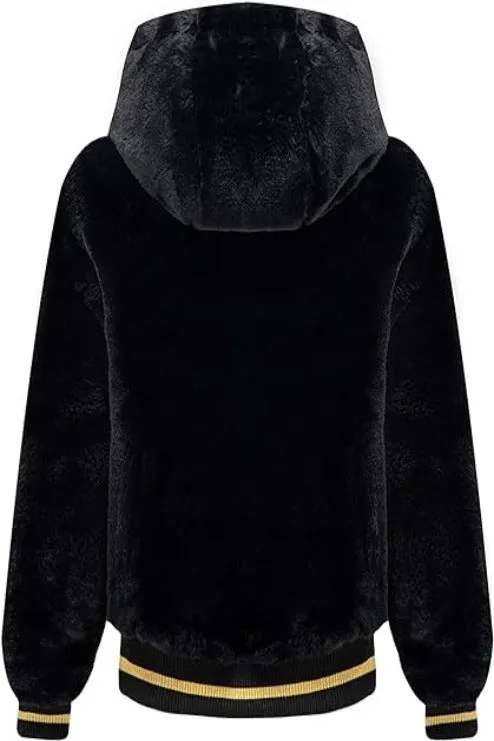 Giolshon Women's Faux Fur Fleece Coat, Shearling Jacket with Hood