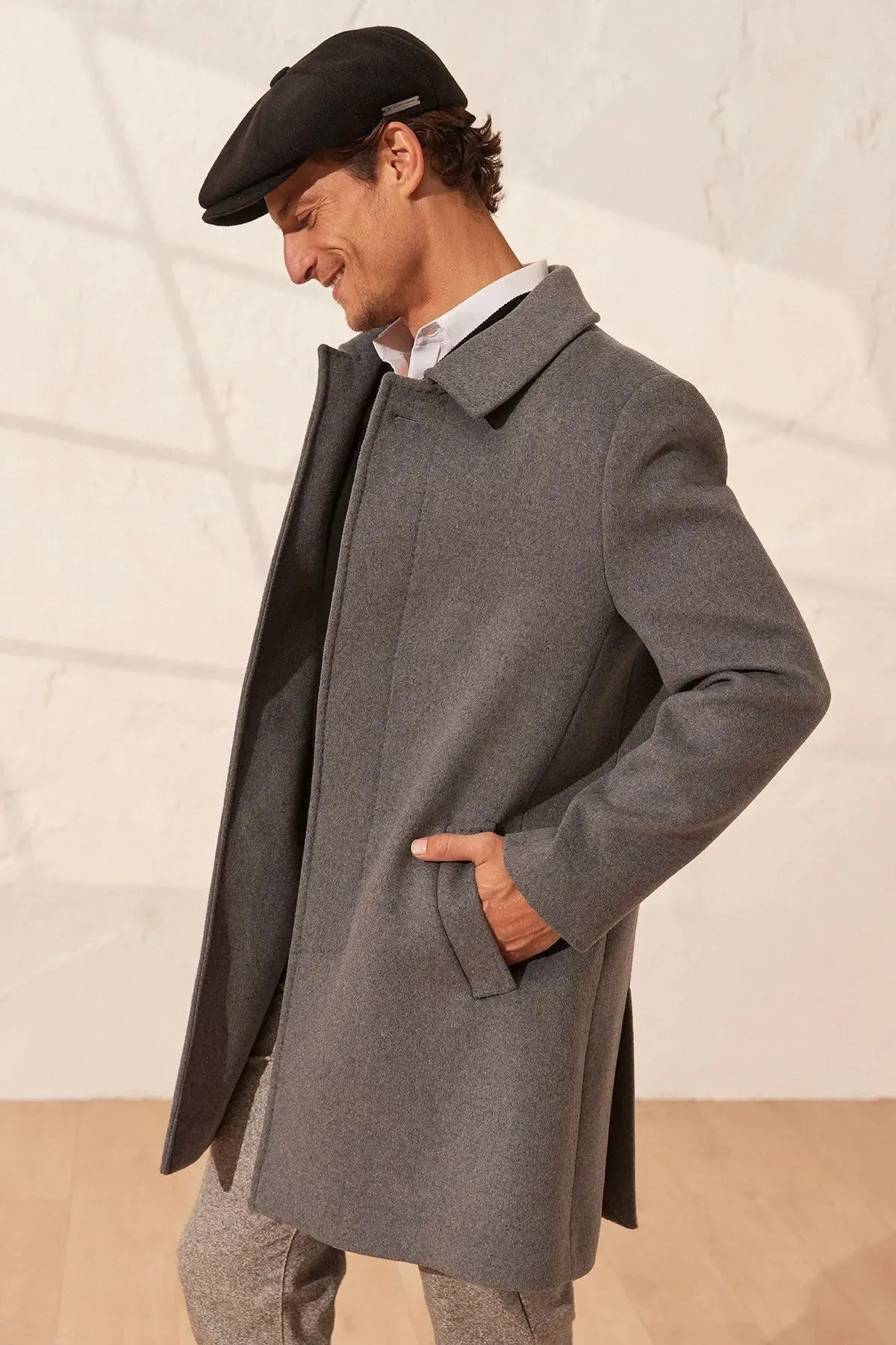 Gray Cashmere Blend Men's Coat