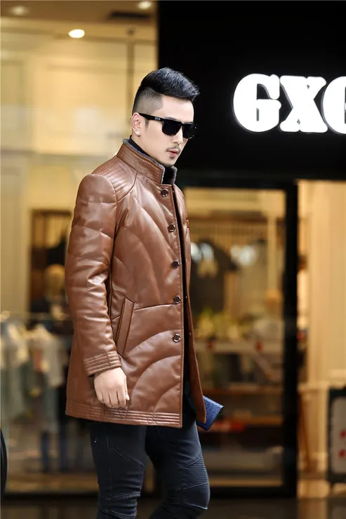 Haining Men's Down Leather Coat