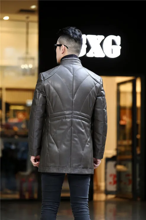 Haining Men's Down Leather Coat