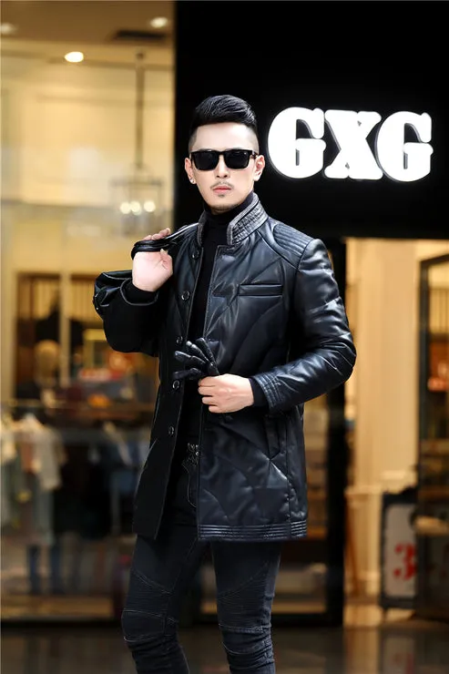 Haining Men's Down Leather Coat