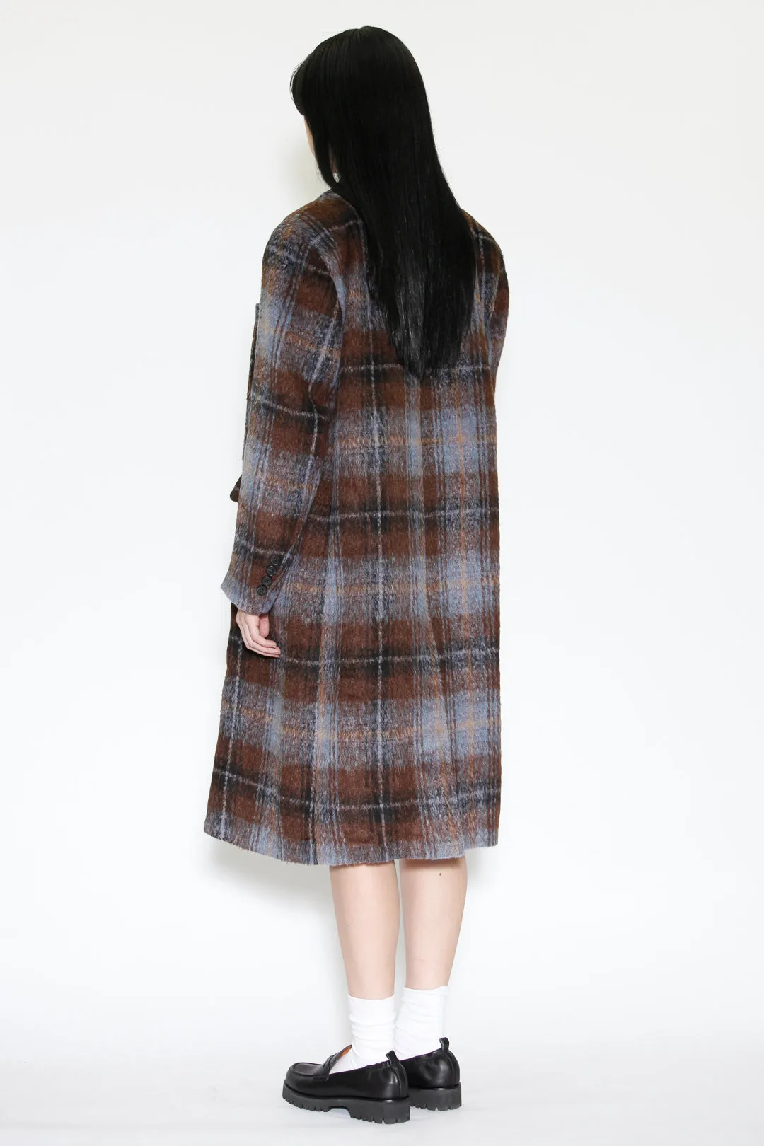 Heavy Wool Chocolate Plaid Coat