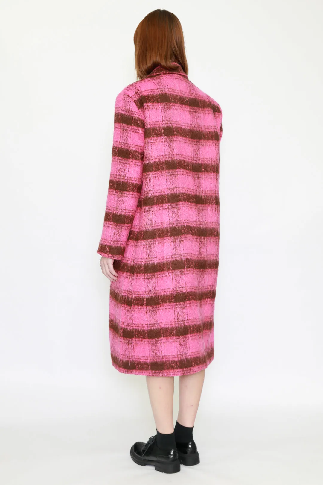 Heavy Wool Pink Plaid Coat