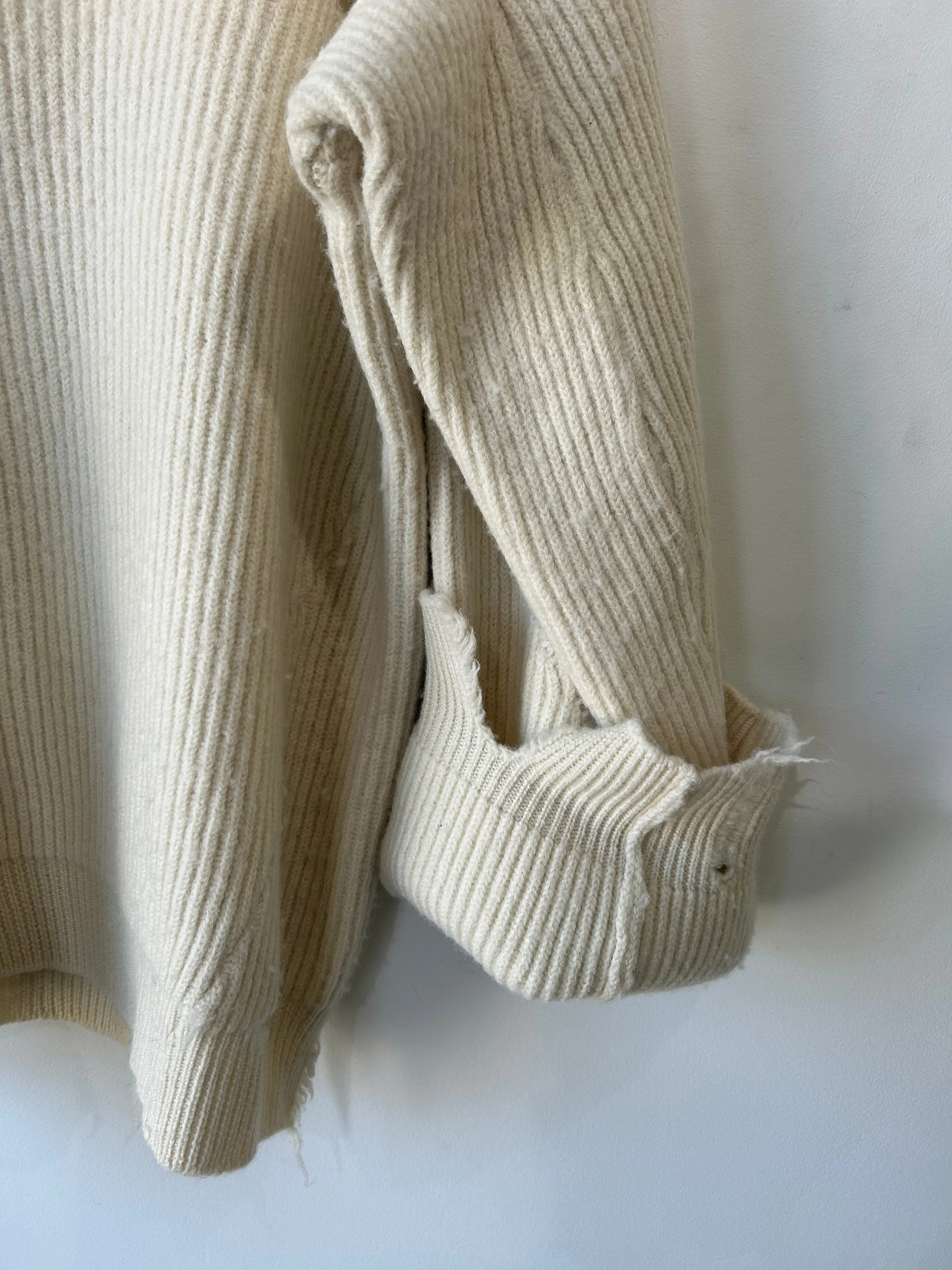 Hed Mayner White Thrashed Sweater