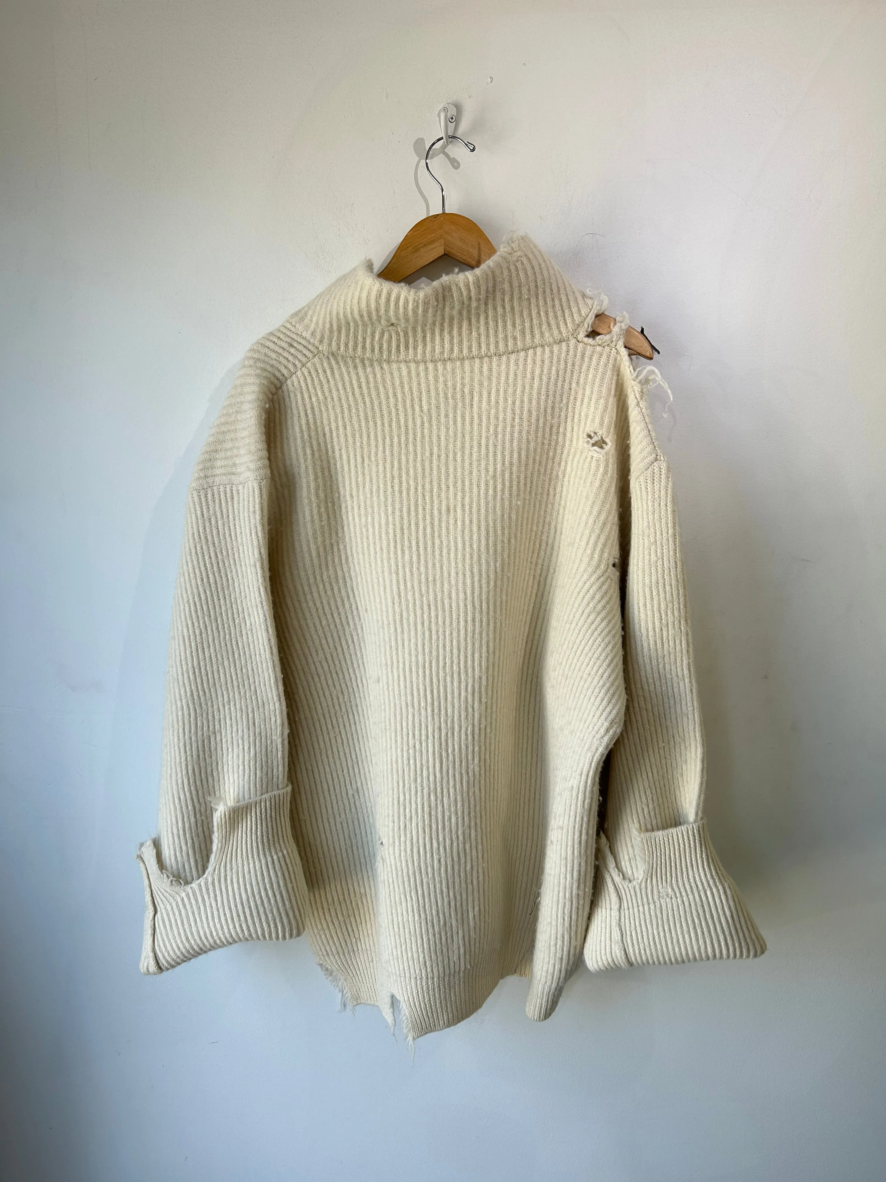 Hed Mayner White Thrashed Sweater