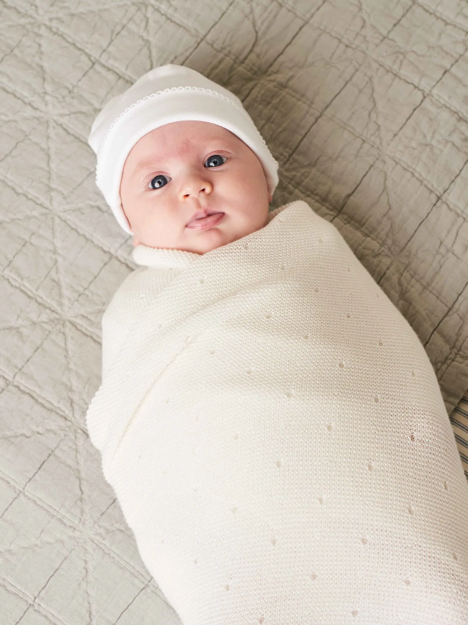 Ivory Openwork Cotton Baby Blanket