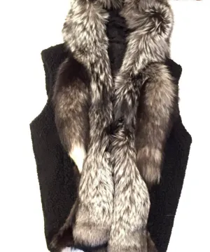 Jakewood Shearling Silver Fox Tail Vest