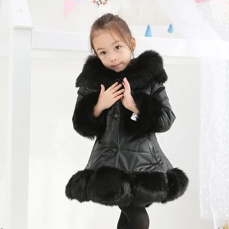 Ke'Mora Patchwork Faux Collar Down Jacket