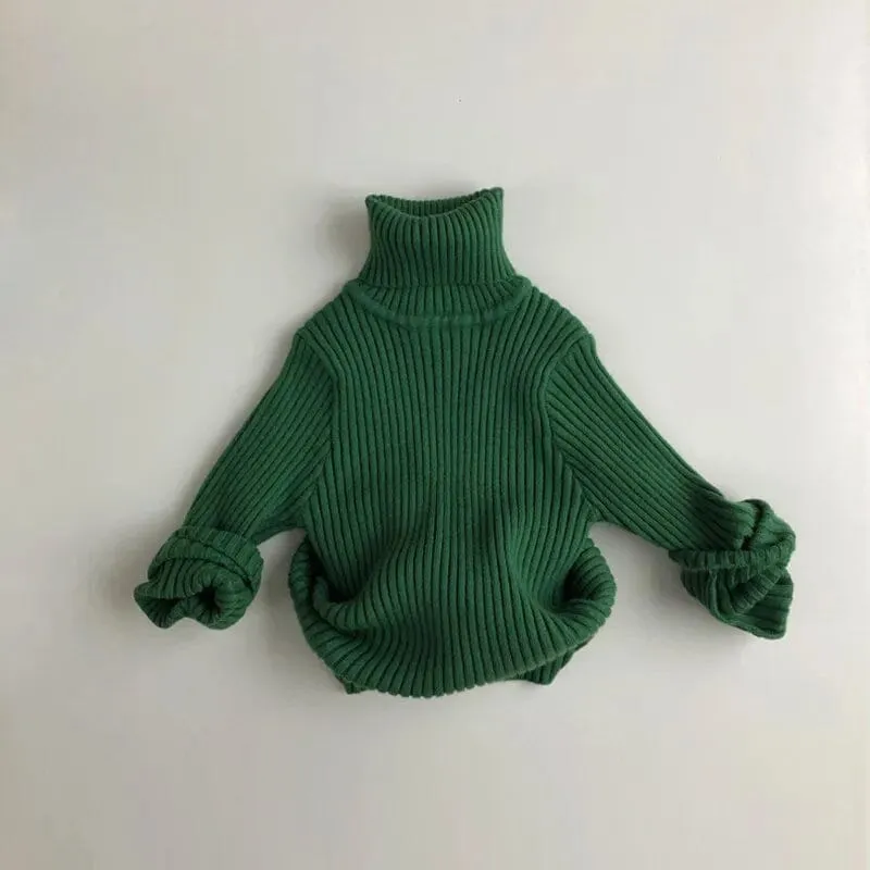 Kids Solid Color Sweaters | The Exquisite Knitted Turtleneck Pullover