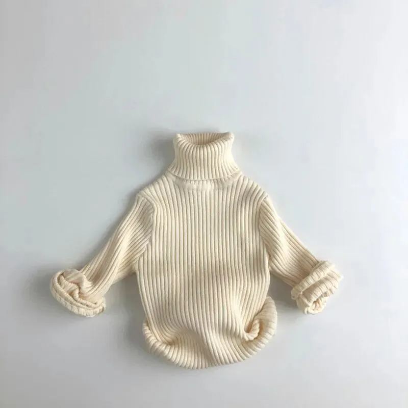 Kids Solid Color Sweaters | The Exquisite Knitted Turtleneck Pullover