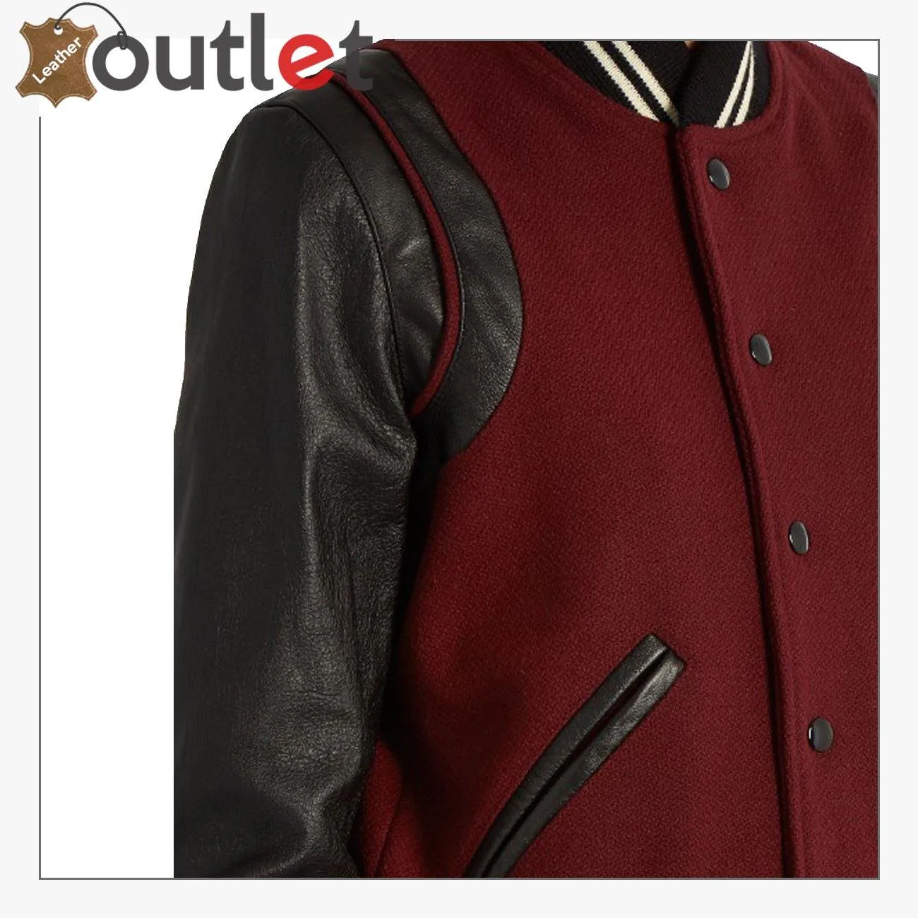 Ladies Maroon Wool-blend and leather teddy Varsity Jacket