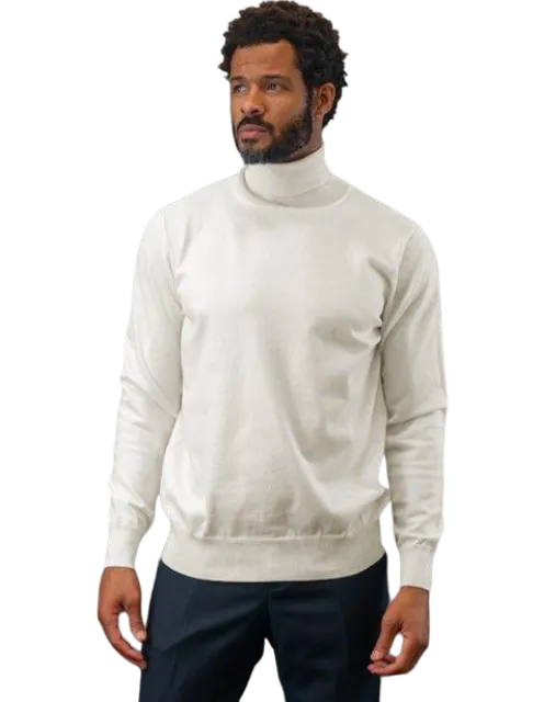 Lavane Men's Cream Turtleneck Sweaters Light Blend Regular-Fit