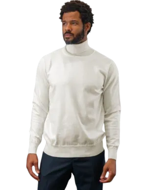 Lavane Men's Cream Turtleneck Sweaters Light Blend Regular-Fit