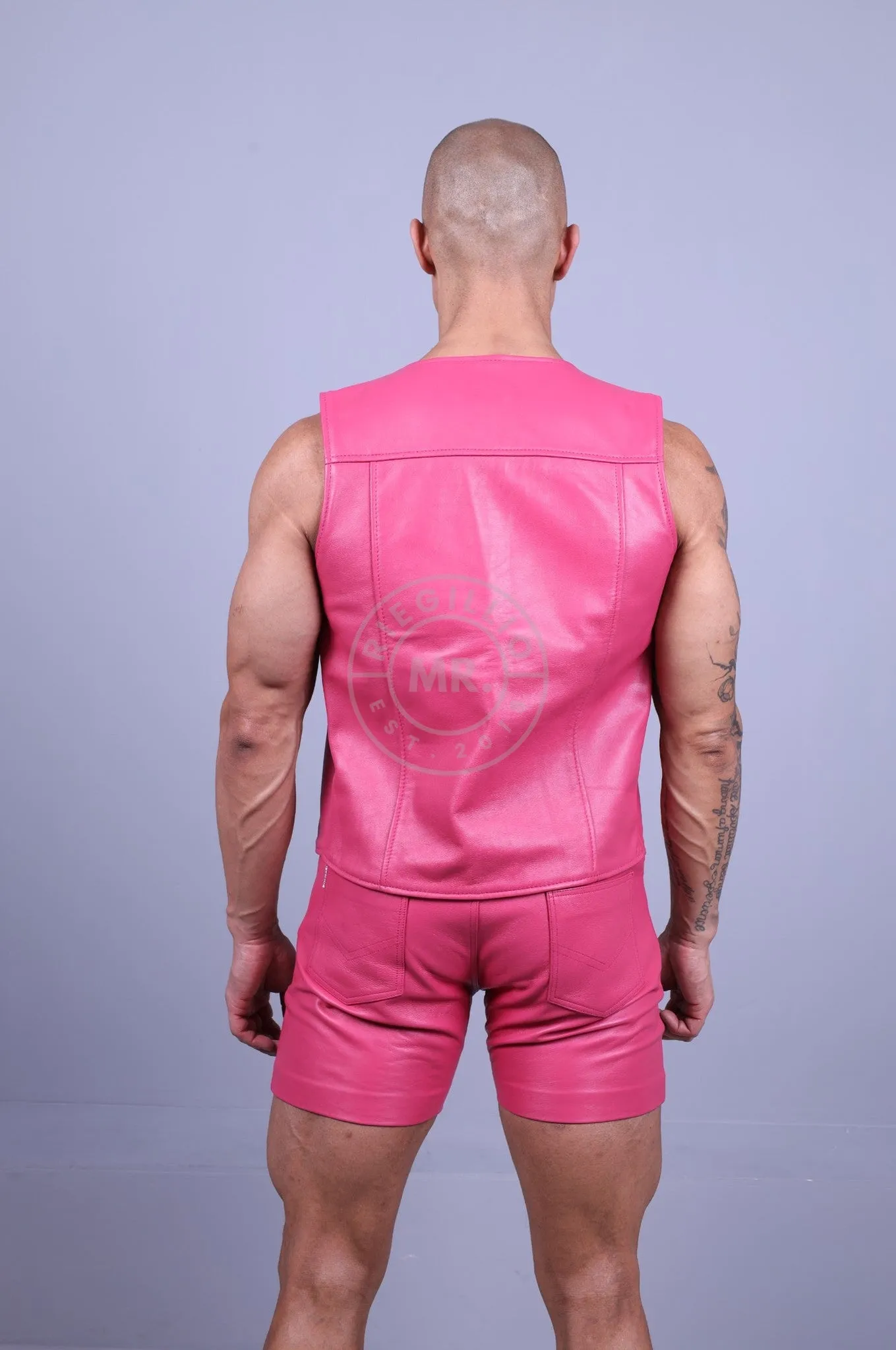 Leather Waistcoat - Pink