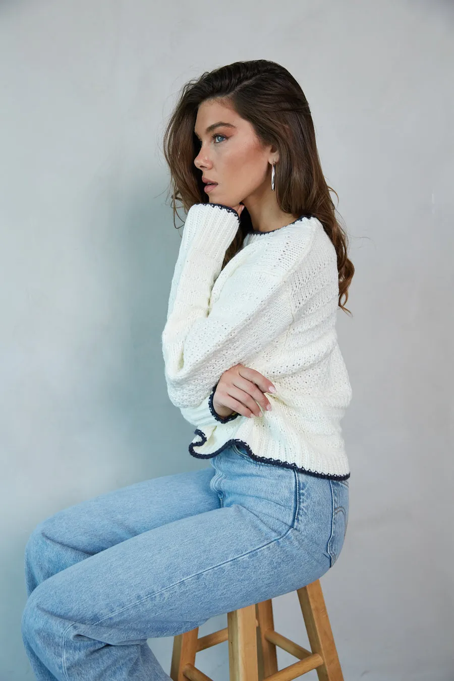 Liz Cropped Knit Sweater