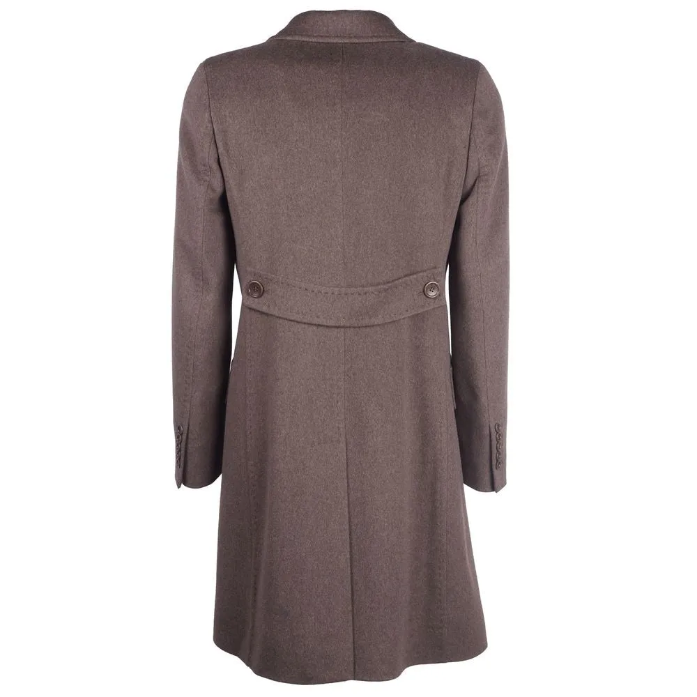 Made in Italy Elegant Woolen Brown Coat for Women