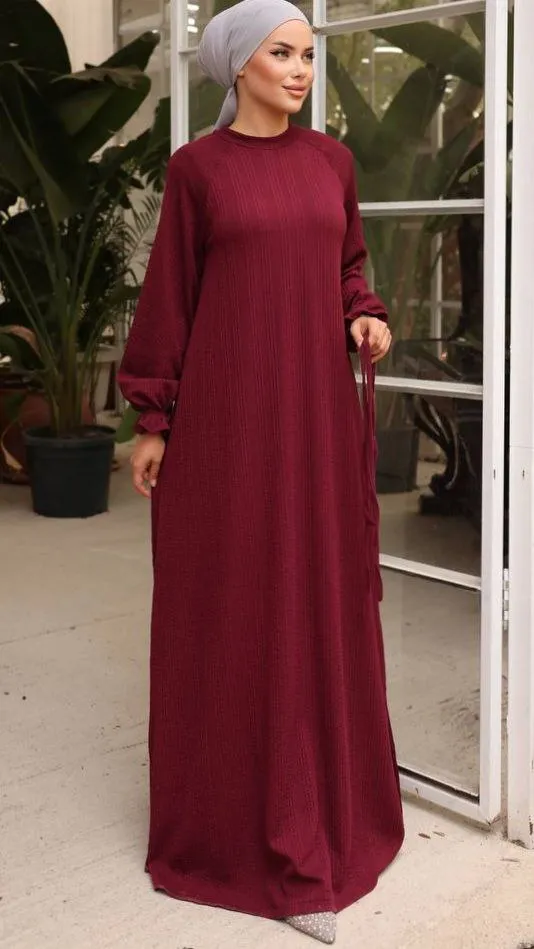 Mahtab Reglan Sleeve Abaya in Knitted Orme Fabric - Keep it Warm This Fall