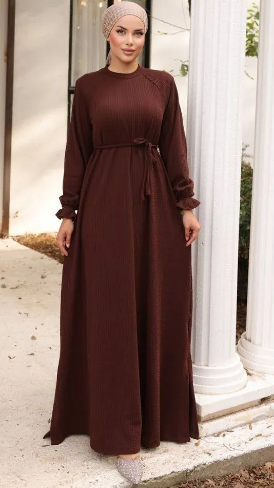 Mahtab Reglan Sleeve Abaya in Knitted Orme Fabric - Keep it Warm This Fall