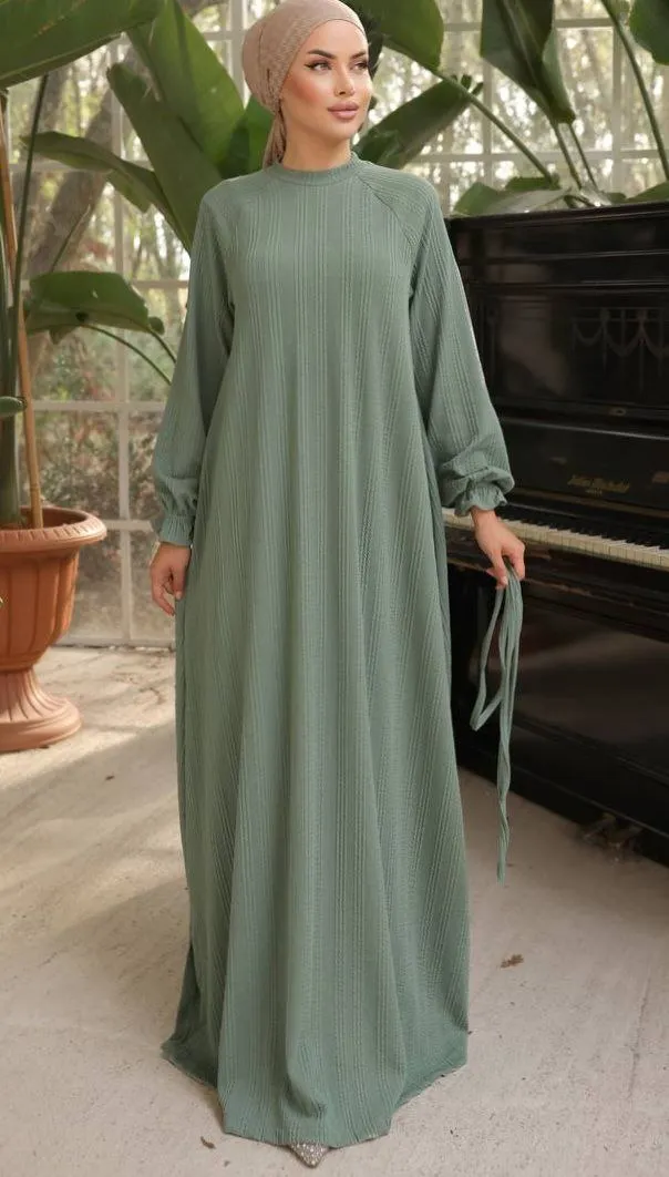 Mahtab Reglan Sleeve Abaya in Knitted Orme Fabric - Keep it Warm This Fall