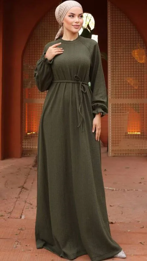 Mahtab Reglan Sleeve Abaya in Knitted Orme Fabric - Keep it Warm This Fall