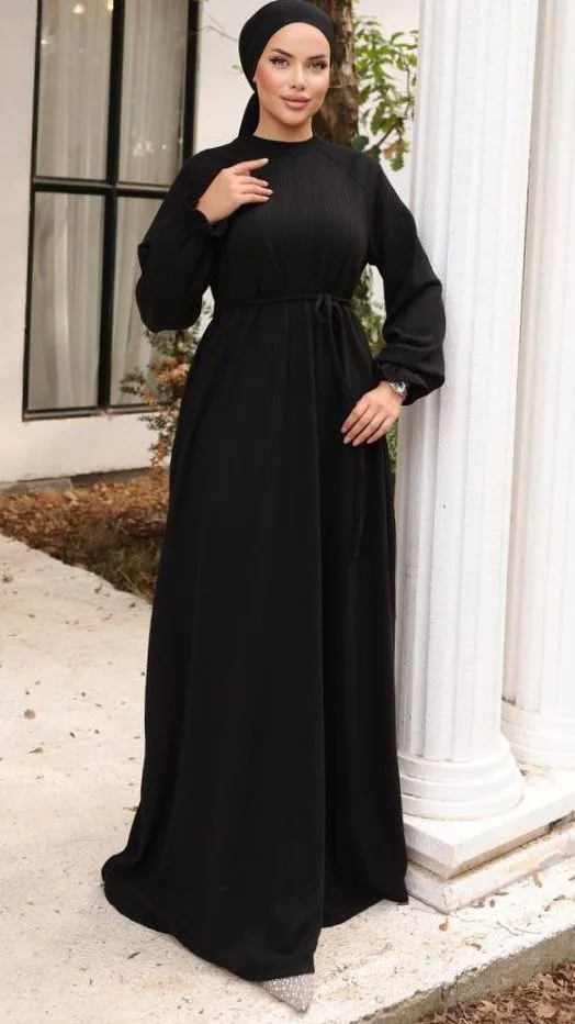 Mahtab Reglan Sleeve Abaya in Knitted Orme Fabric - Keep it Warm This Fall