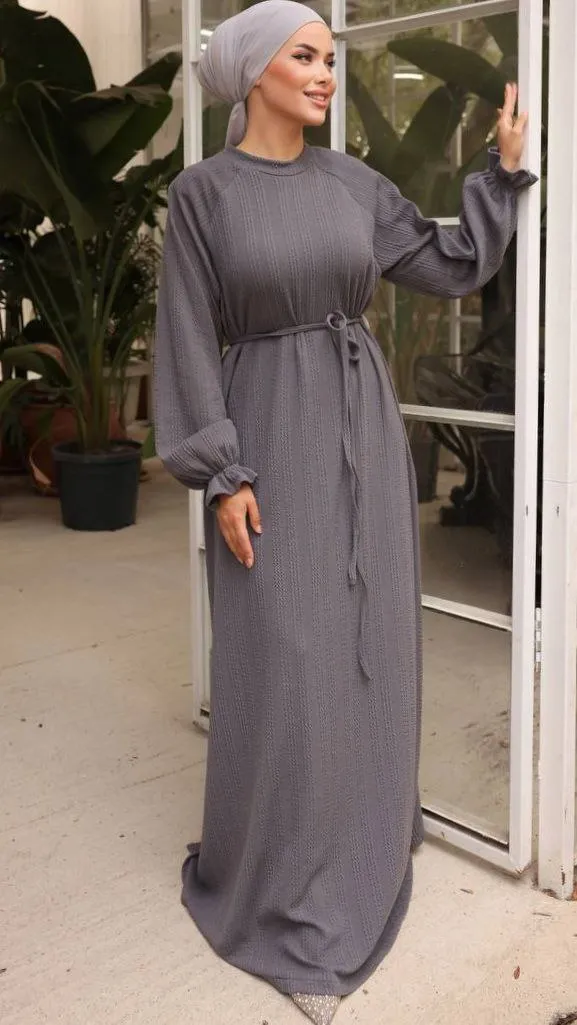 Mahtab Reglan Sleeve Abaya in Knitted Orme Fabric - Keep it Warm This Fall