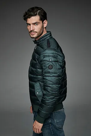 Men Short bomber style down jacket MURRAY-I Petroleum Green