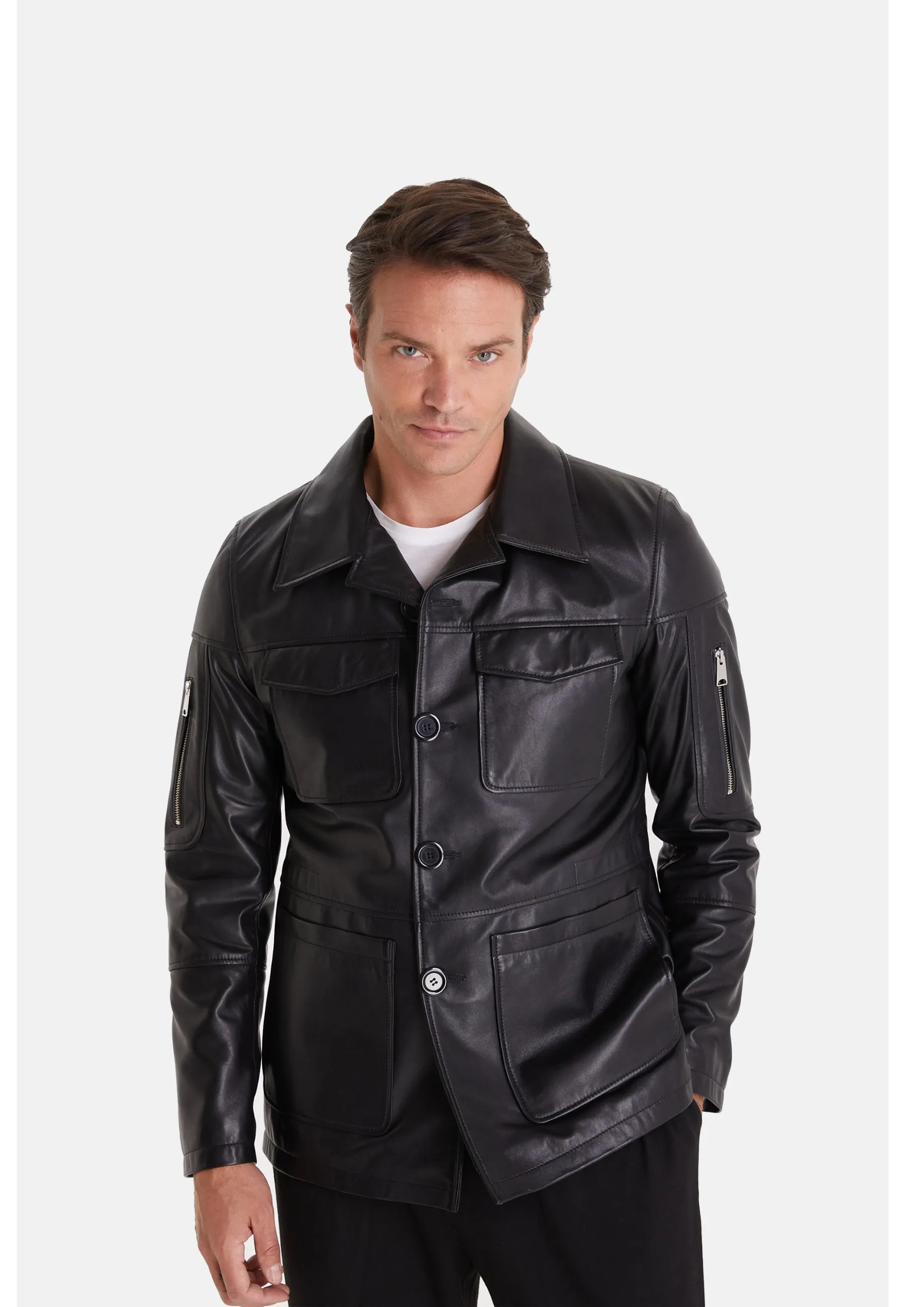 Men's Genuine Leather Jacket, Black