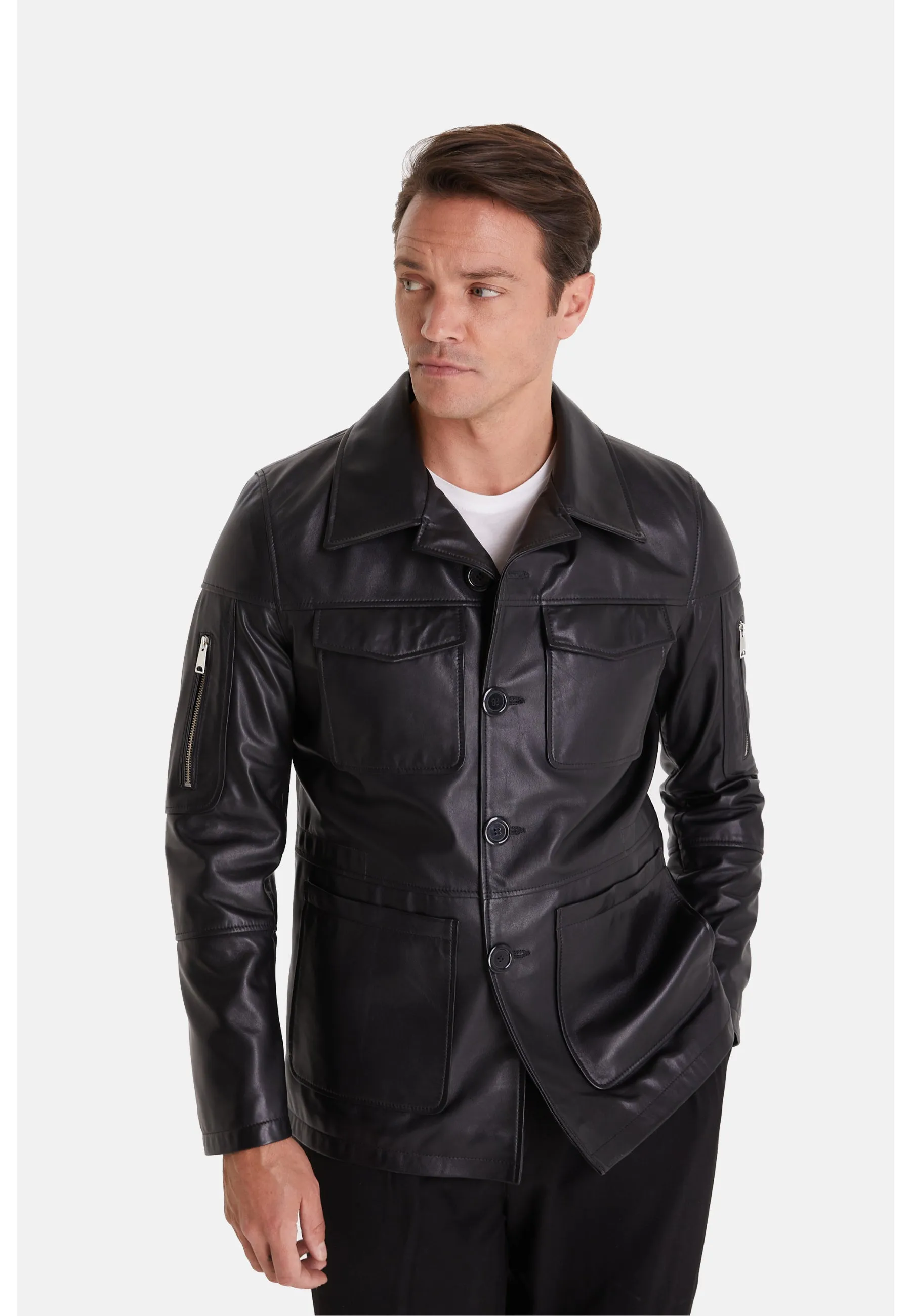 Men's Genuine Leather Jacket, Black