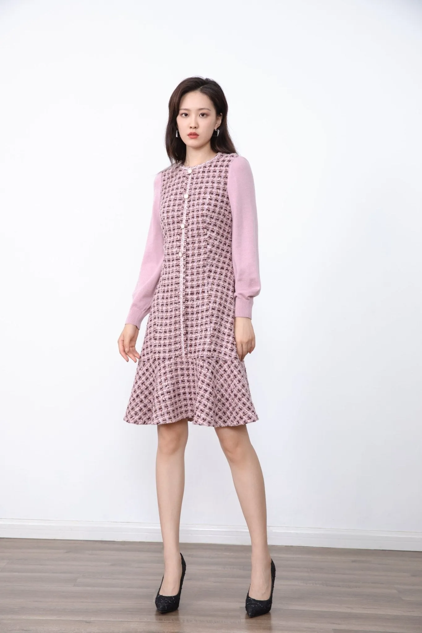 Mist Pink Tweed Dress