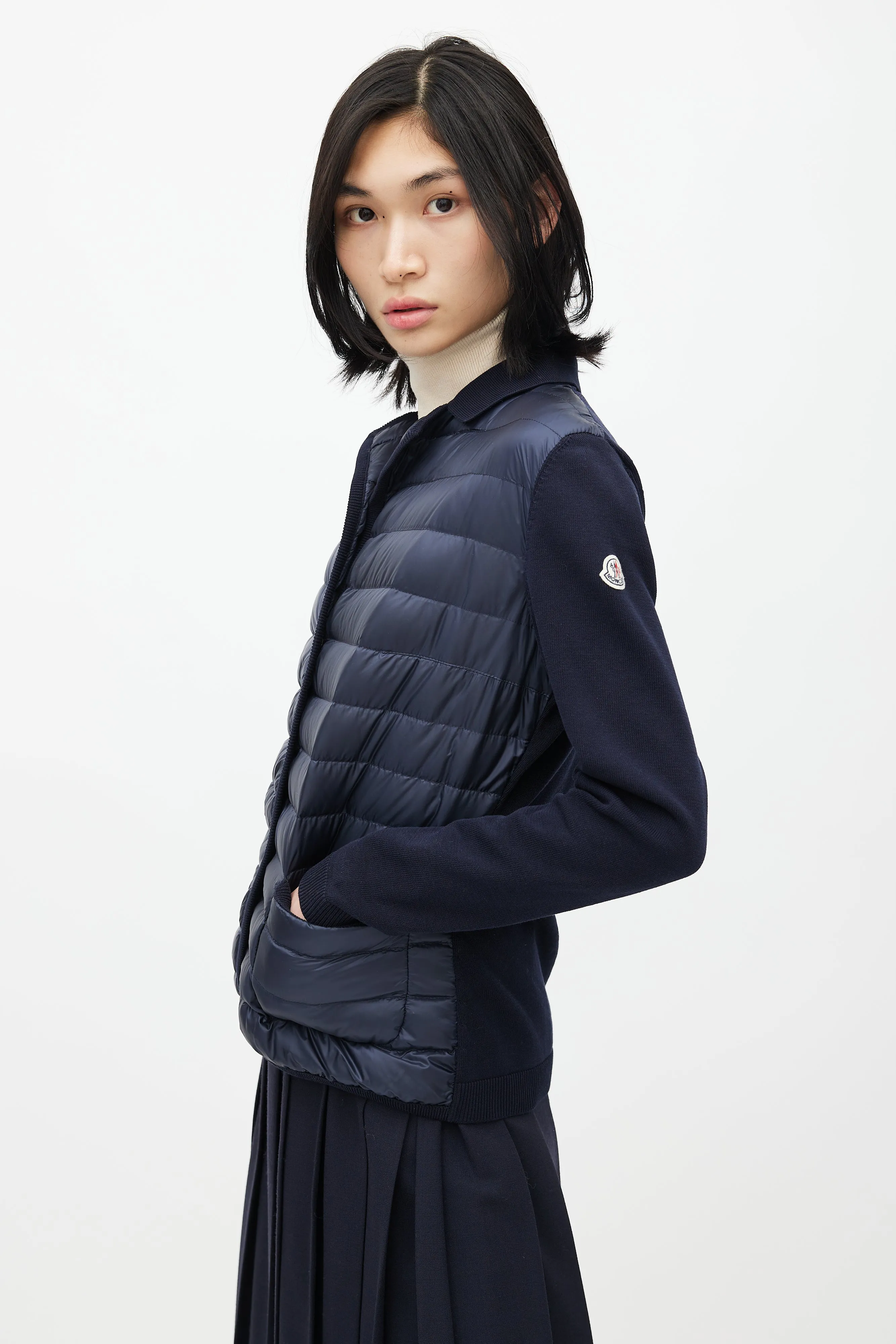 Navy Knit & Puffer Lightweight Jacket